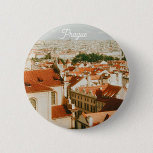 Praag stadsgezicht Souvenir Ronde Button 5,7 Cm