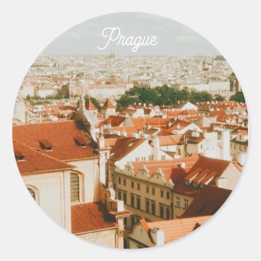 Praag stadsgezicht souvenir ronde sticker (Voorkant)