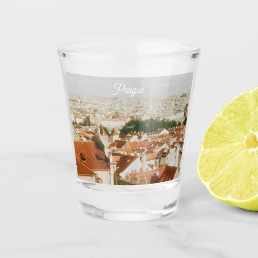 Praag stadsgezicht souvenir shot glas (Voorkant)