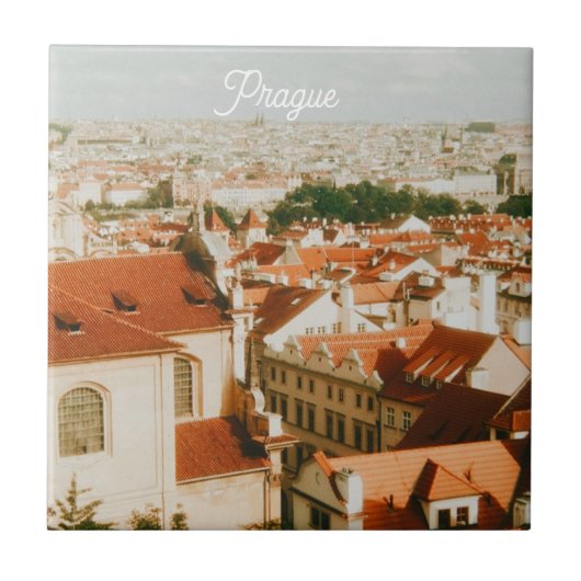 Praag stadsgezicht souvenir tegeltje (Voorkant)