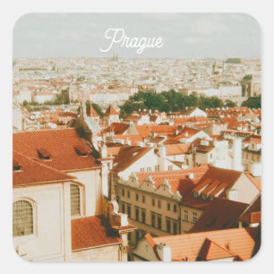 Praag stadsgezicht Souvenir Vierkante Sticker