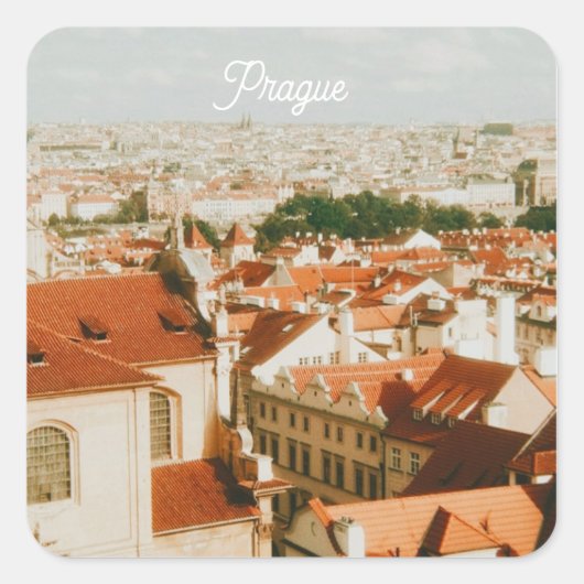 Praag stadsgezicht Souvenir Vierkante Sticker (Voorkant)