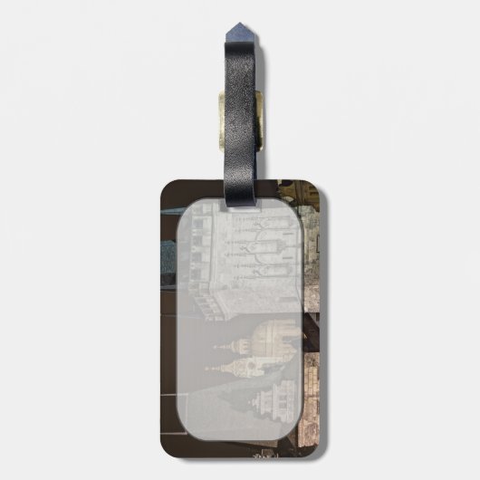 Praag torens nacht bagagelabel (Achterkant verticaal)