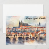 Praag Tsjechië Aquarel Panorama Uitzicht Kaart (Voorkant / Achterkant)