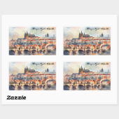 Praag Tsjechië Aquarel Panorama Uitzicht Rechthoekige Sticker (Vel)