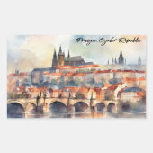 Praag Tsjechië Aquarel Panorama Uitzicht Rechthoekige Sticker (Voorkant)