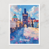 Praag Tsjechië Art Vintage Travel Briefkaart (Voorkant)