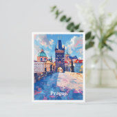 Praag Tsjechië Art Vintage Travel Briefkaart (Staand voorkant)