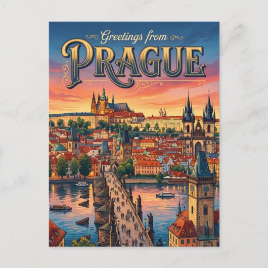 Praag Tsjechië Briefkaart (Voorkant)