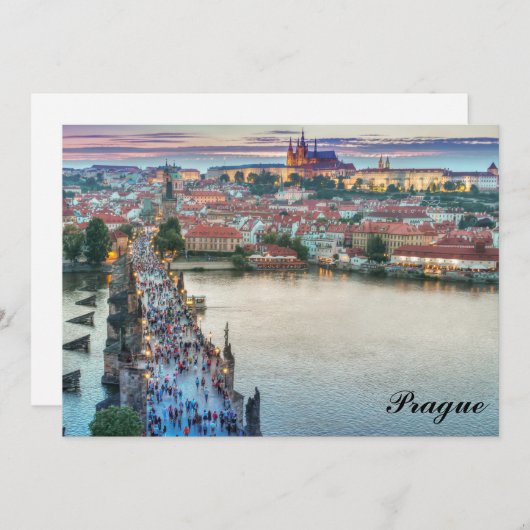 Praag Tsjechië Charles Bridge Flat Card (Voorkant / Achterkant)