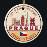 Praag Tsjechië City Skyline Embleem Keramisch Ornament<br><div class="desc">Praag minimalistisch,  kleurrijk kunstontwerp met monumenten en bezienswaardigheden van de stad in Tsjechië.</div>