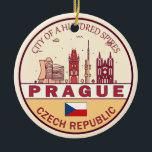 Praag Tsjechië City Skyline Embleem Keramisch Ornament<br><div class="desc">Praag minimalistisch,  kleurrijk kunstontwerp met monumenten en bezienswaardigheden van de stad in Tsjechië.</div>