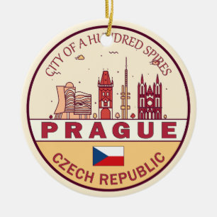 Praag Tsjechië City Skyline Embleem Keramisch Ornament
