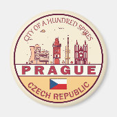 Praag Tsjechië City Skyline Embleem Magneet (Voorkant)
