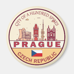 Praag Tsjechië City Skyline Embleem Magneet
