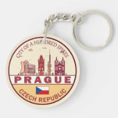 Praag Tsjechië City Skyline Embleem Sleutelhanger (Achterkant)