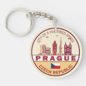 Praag Tsjechië City Skyline Embleem Sleutelhanger (Voorkant)