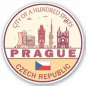 Praag Tsjechië City Skyline Embleem Sticker (Voorkant)
