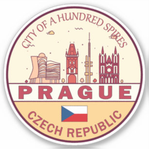 Praag Tsjechië City Skyline Embleem Sticker