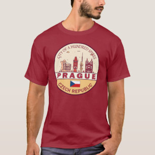 Praag Tsjechië City Skyline Embleem T-shirt