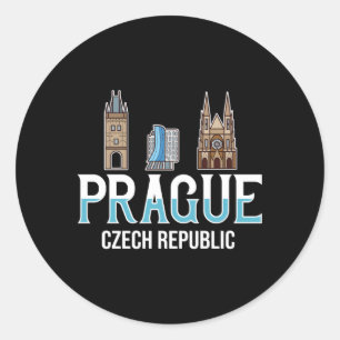 Praag Tsjechië City Skyline Map Travel Ronde Sticker