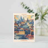 Praag Tsjechië Elegante Kunst Vintage Reizen Briefkaart (Staand voorkant)