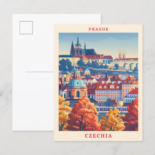 Praag Tsjechië Elegante Kunst Vintage Reizen Briefkaart