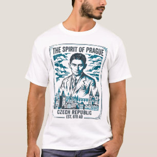 Praag Tsjechië Historische Stad Silhouet Illustrat T-shirt