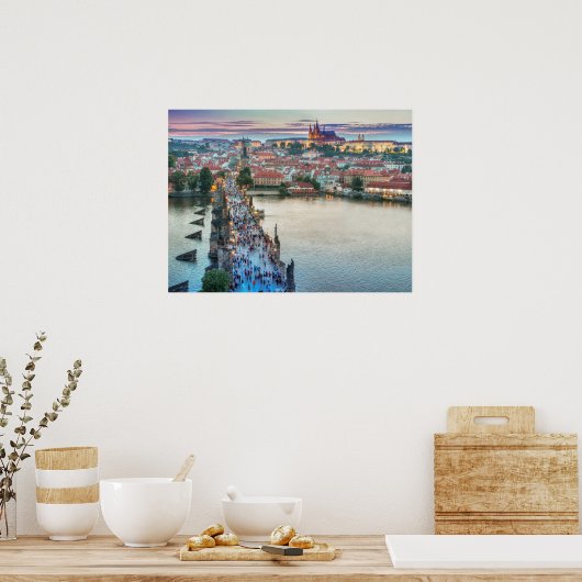 Praag Tsjechië Karelsbrug Reizen Poster (Keuken)