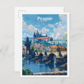 Praag Tsjechië Kunst Vintage Reizen Briefkaart (Voorkant / Achterkant)
