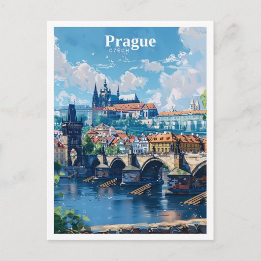 Praag Tsjechië Kunst Vintage Reizen Briefkaart (Voorkant)
