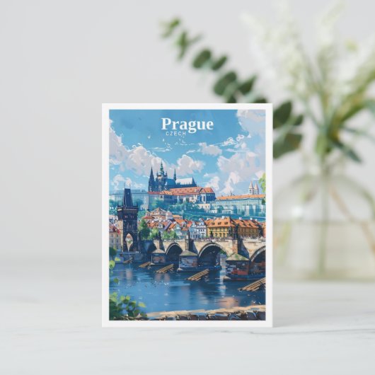 Praag Tsjechië Kunst Vintage Reizen Briefkaart (Staand voorkant)