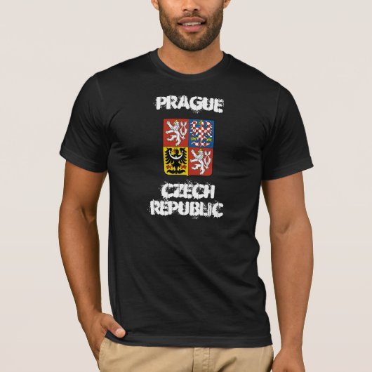 Praag, Tsjechië met wapenschild T-shirt (Voorkant)