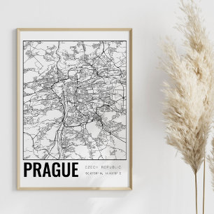Praag Tsjechië Minimalistische kaart Art Poster