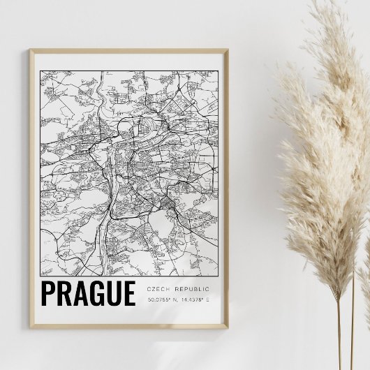 Praag Tsjechië Minimalistische kaart Art Poster