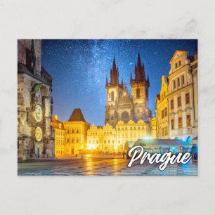 Praag, Tsjechië, na het donker Briefkaart