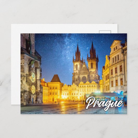 Praag, Tsjechië, na het donker Briefkaart (Voorkant / Achterkant)
