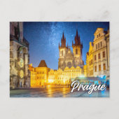 Praag, Tsjechië, na het donker Briefkaart (Voorkant)