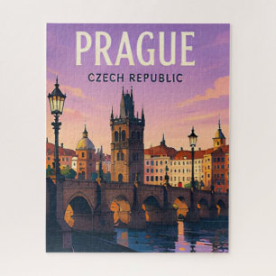 Praag Tsjechië Oude Stad Kasteel Silhouet Legpuzzel
