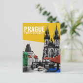 Praag Tsjechië Oude Stad Silhouet Collage Briefkaart (Staand voorkant)
