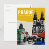 Praag Tsjechië Oude Stad Silhouet Collage Briefkaart (Voorkant / Achterkant)