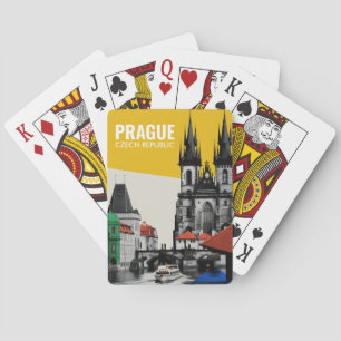 Praag Tsjechië Oude Stad Silhouet Collage Pokerkaarten