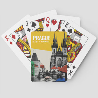 Praag Tsjechië Oude Stad Silhouet Collage Pokerkaarten