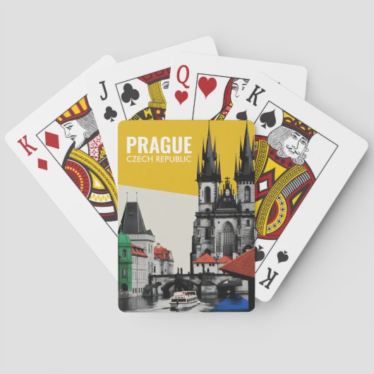 Praag Tsjechië Oude Stad Silhouet Collage Pokerkaarten (Achterkant)