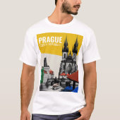 Praag Tsjechië Oude Stad Silhouet Collage T-shirt (Voorkant)