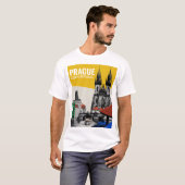 Praag Tsjechië Oude Stad Silhouet Collage T-shirt (Voorkant volledig)