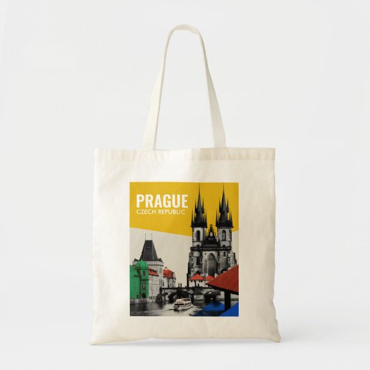 Praag Tsjechië Oude Stad Silhouet Collage Tote Bag (Voorkant)