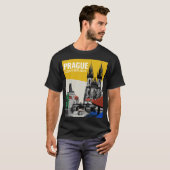 Praag Tsjechië Oude Stad Silhouette Collage T-shirt (Voorkant volledig)