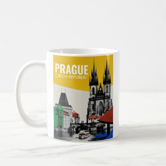 Praag Tsjechië Oude Stad Skyline Collage Koffiemok (Links)