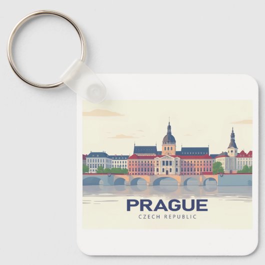 Praag Tsjechië Pastelreizen Sleutelhanger (Voorkant)